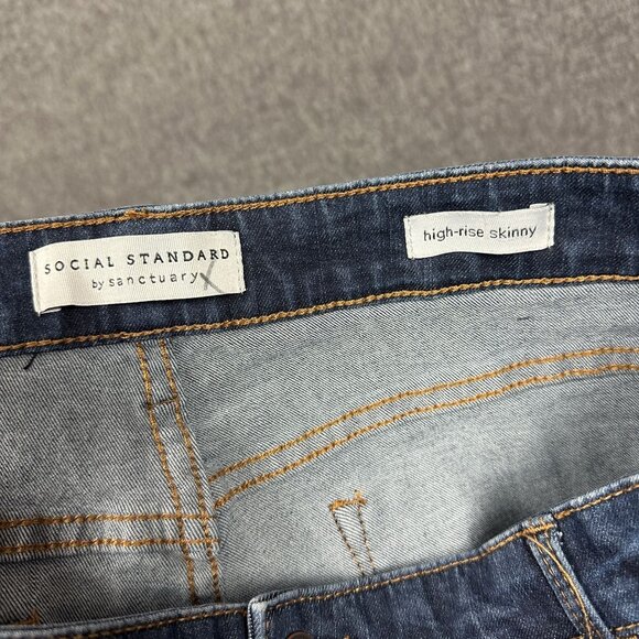 Social Standard By Sanctuary Womens 16/33 High-Rise Skinny Jeans Dark Wash - Picture 2 of 14